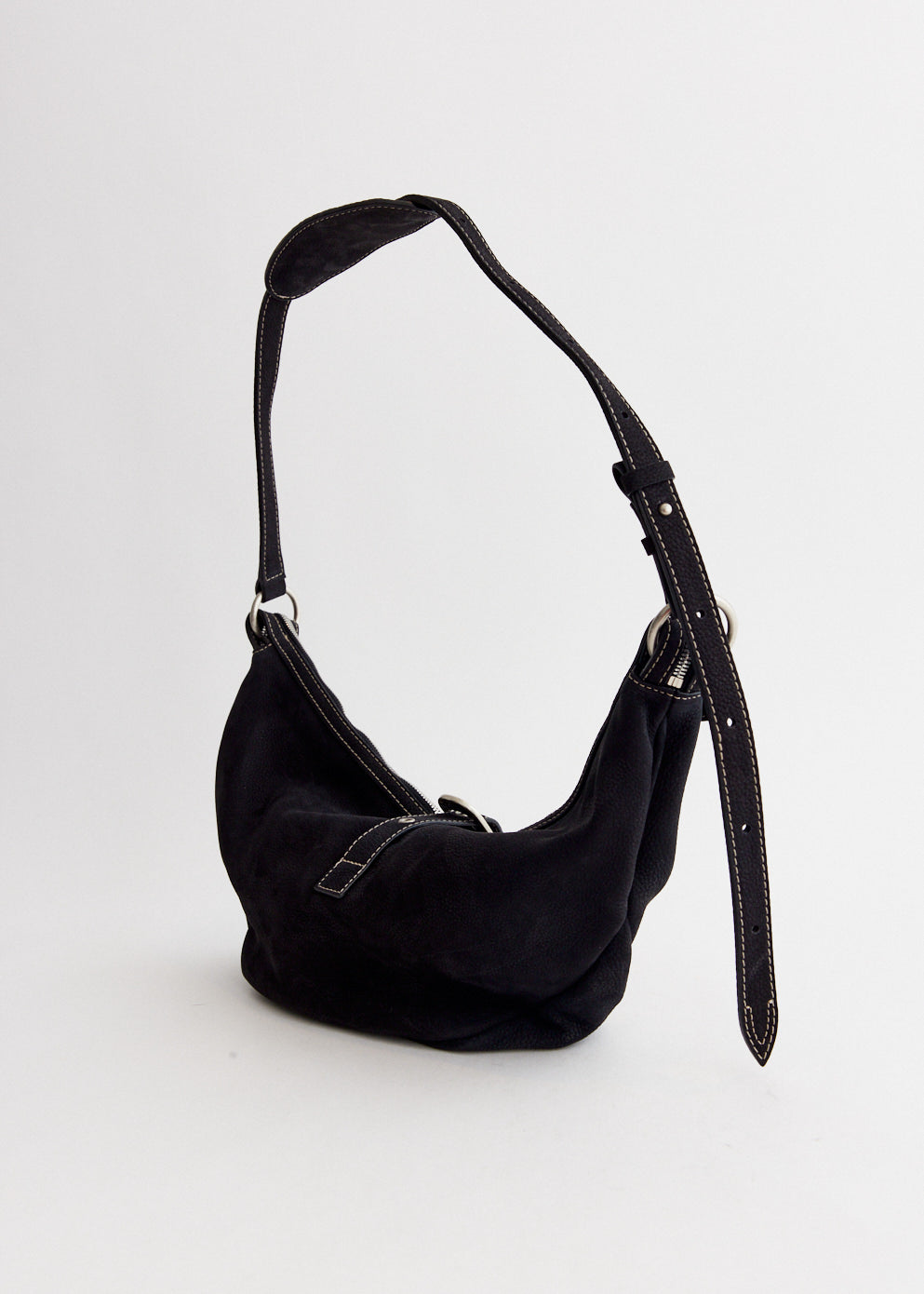 [Margesherwood ] / ☆ CITY HOBO NS / black suede MUSINSA | MARGESHERWOOD BELTED HOBO MEDIUM_hush nubuck