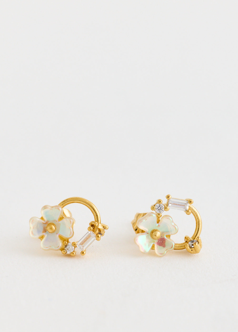 Floral Gold Stud Earrings