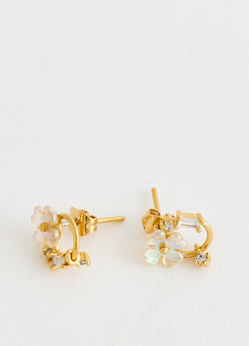 Floral Gold Stud Earrings