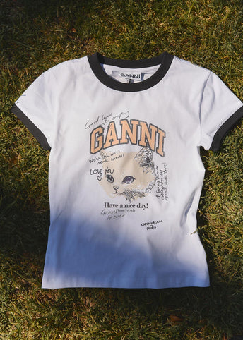 Basic Cotton Jersey Kitty Fitted T-shirt