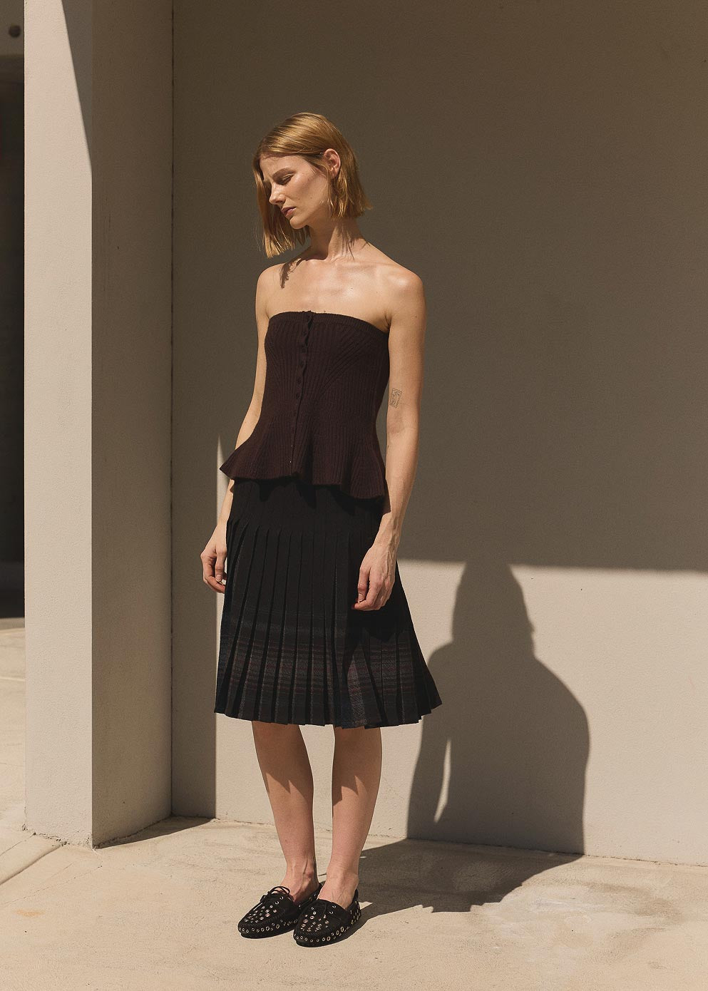 Reversible Wool Pleats Skirt