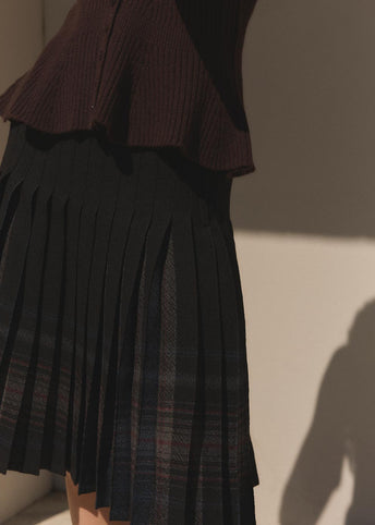 Reversible Wool Pleats Skirt