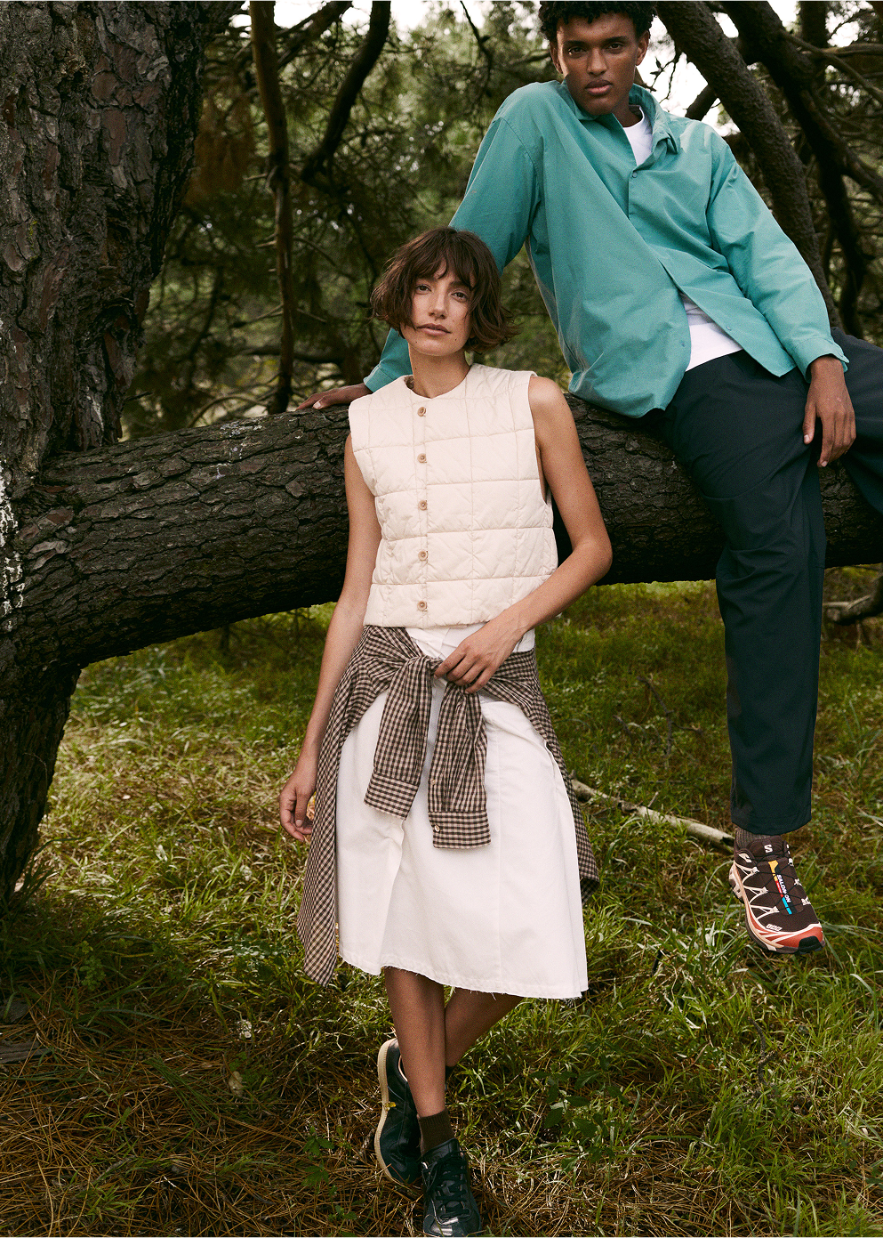 Raw Cut Shirring Skirt