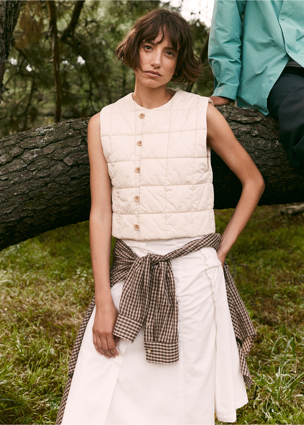 Raw Cut Shirring Skirt