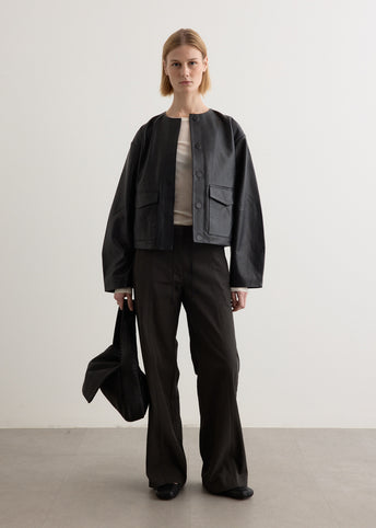 Utility Cocoon Leather Bomber