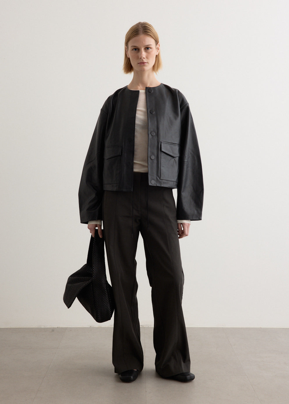 Utility Cocoon Leather Bomber
