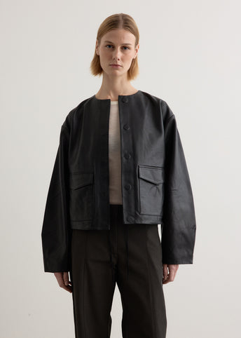 Utility Cocoon Leather Bomber