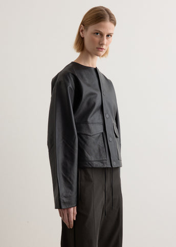 Utility Cocoon Leather Bomber