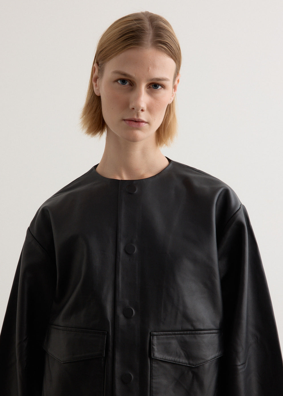 Utility Cocoon Leather Bomber