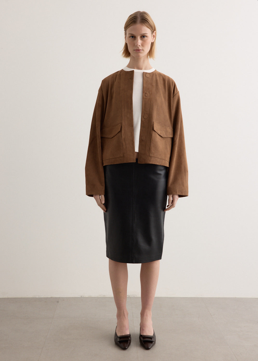 Suede Utility Cocoon Bomber