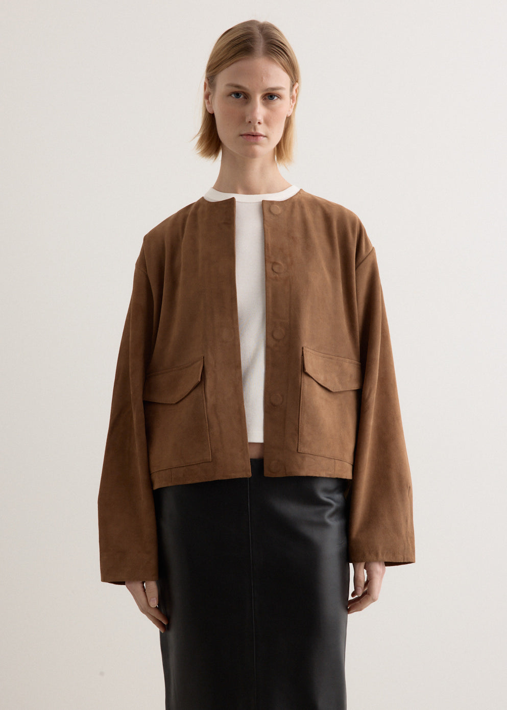 Suede Utility Cocoon Bomber