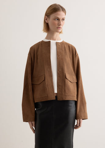 Suede Utility Cocoon Bomber