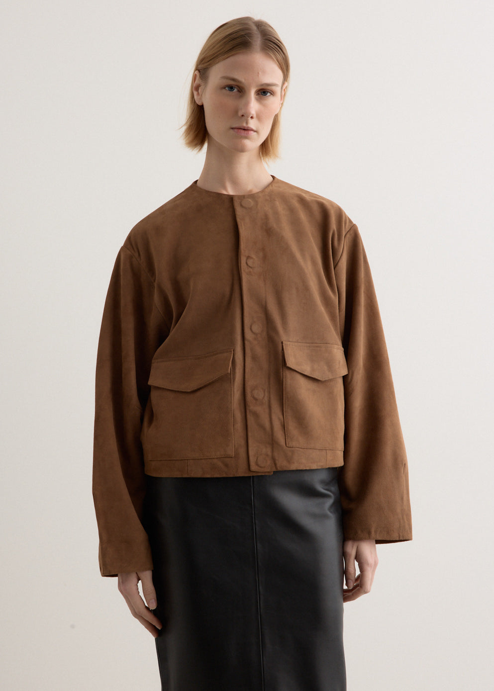 Suede Utility Cocoon Bomber