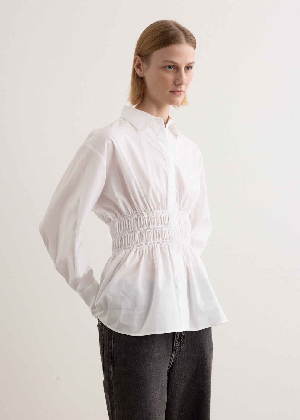 Blythe Gathered Poplin Shirt