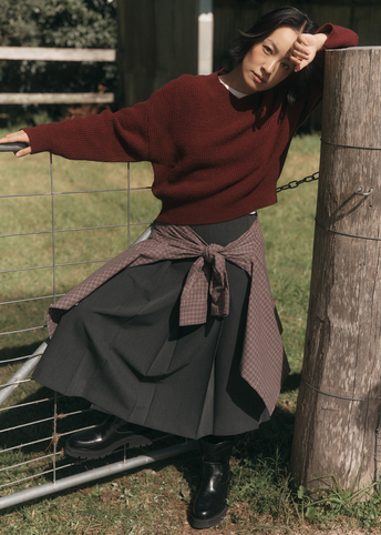 Acadamie Pleated Midi Skirt
