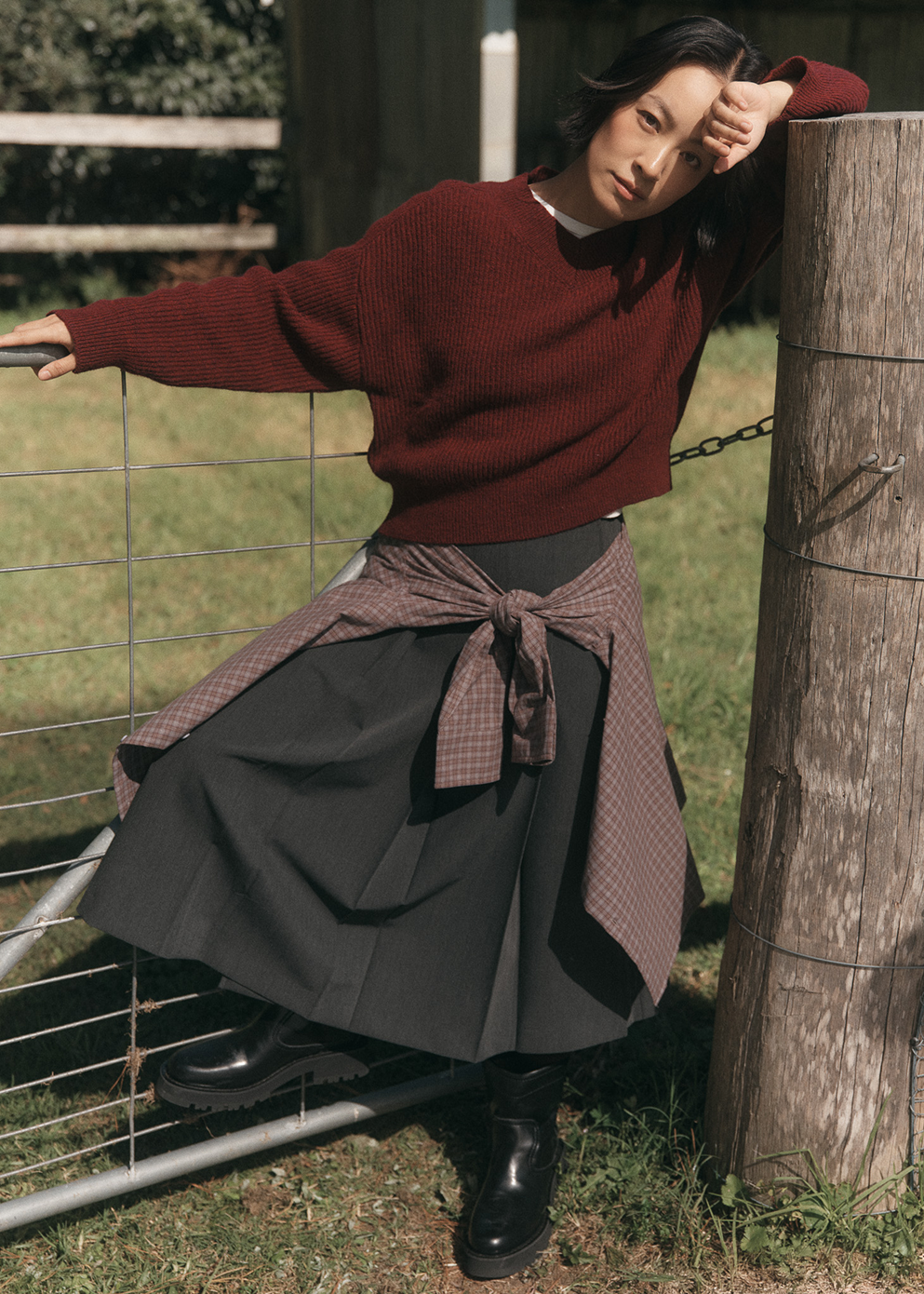 Acadamie Pleated Midi Skirt