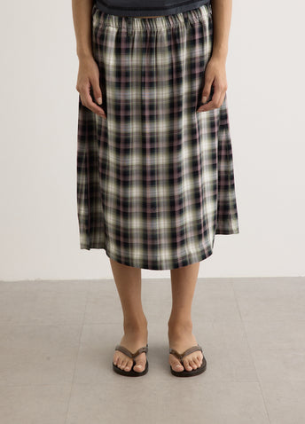 Sip Check Flannel Long Skirt