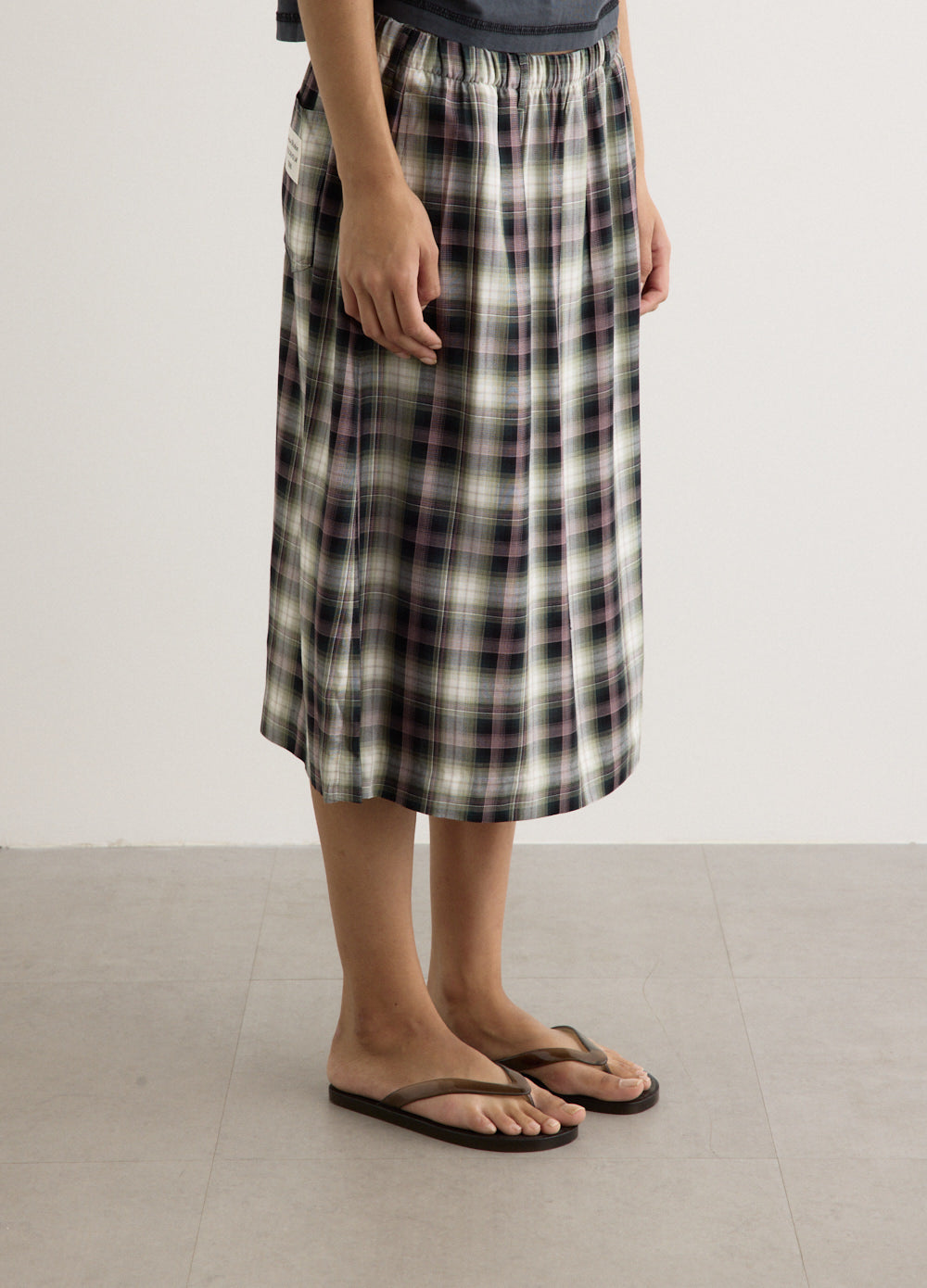 Sip Check Flannel Long Skirt