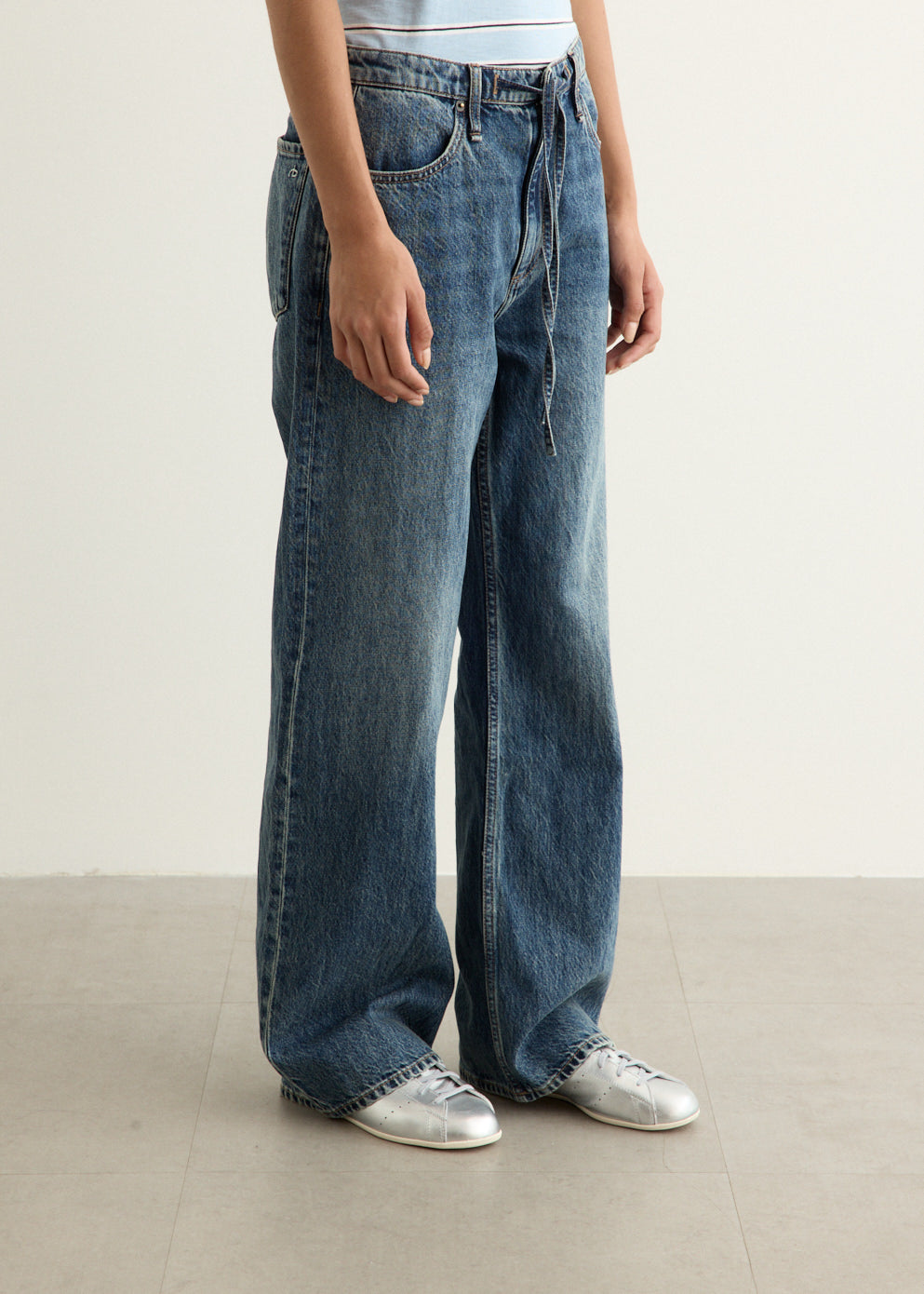 Phoebe Drawstring Wide Jeans