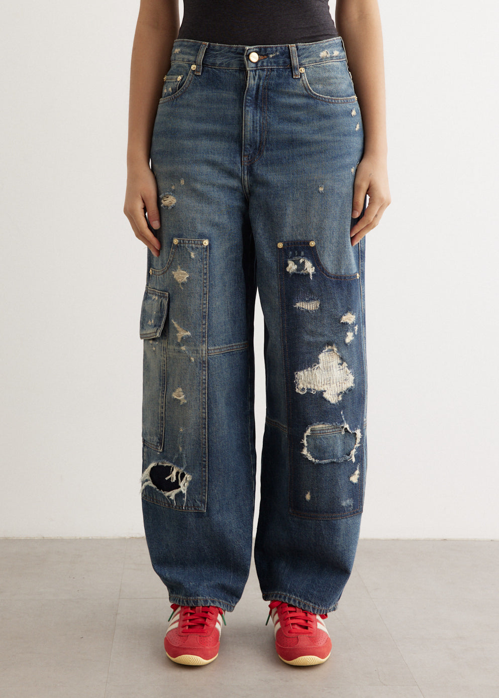 Ganni - Heavy Washed Denim Carpenter Jeans - Jean,Specials : American Fashion Style Bags On Sale Ganni - Heavy Washed Denim Carpenter Jeans - Jean,Specials : American Fashion Style Bags On Sale