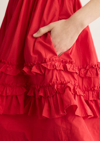 Cotton Poplin Mini Strap Frill Dress