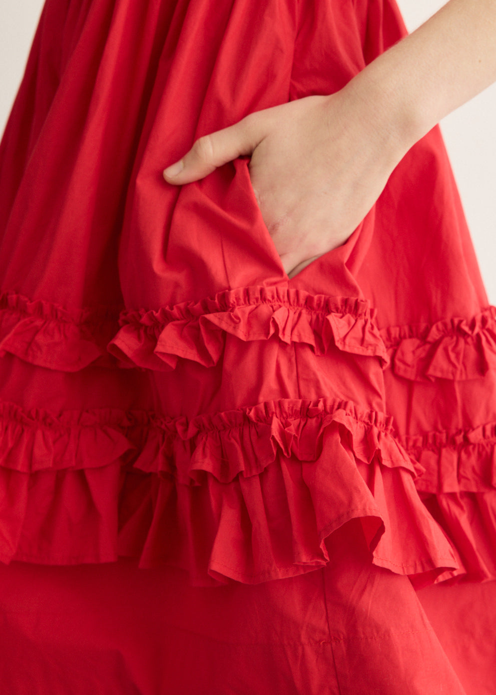 Cotton Poplin Mini Strap Frill Dress