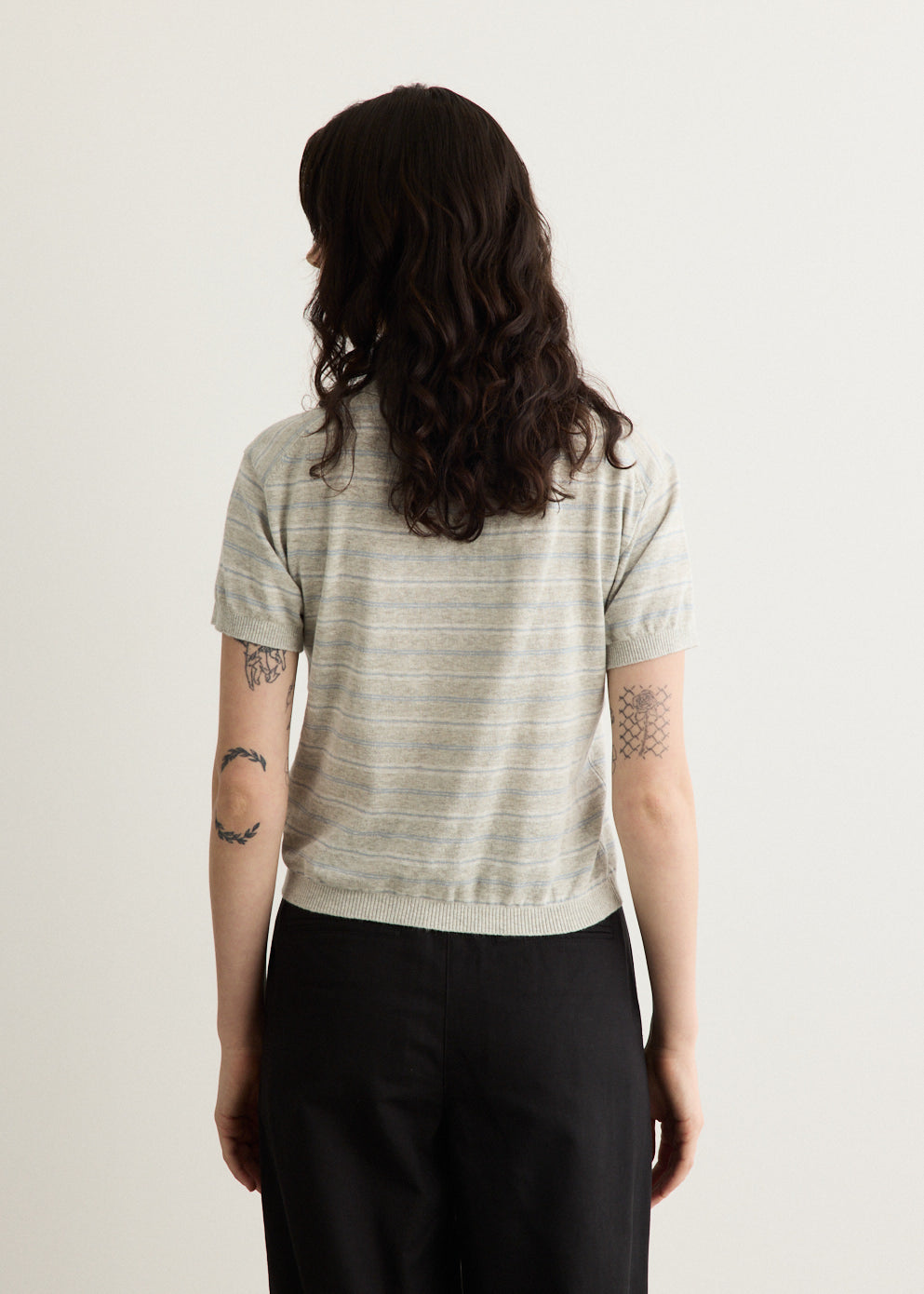Linen Striped Polo Knit