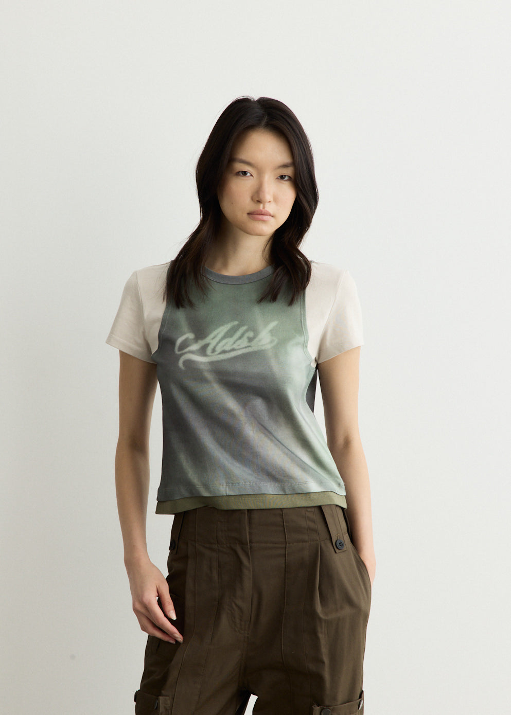 Essential Washed Printed Layered Top