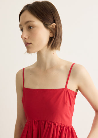 Cotton Poplin Mini Strap Frill Dress