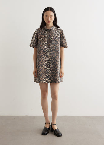 leopard denim mini dress Megan Leopard Mini Dress