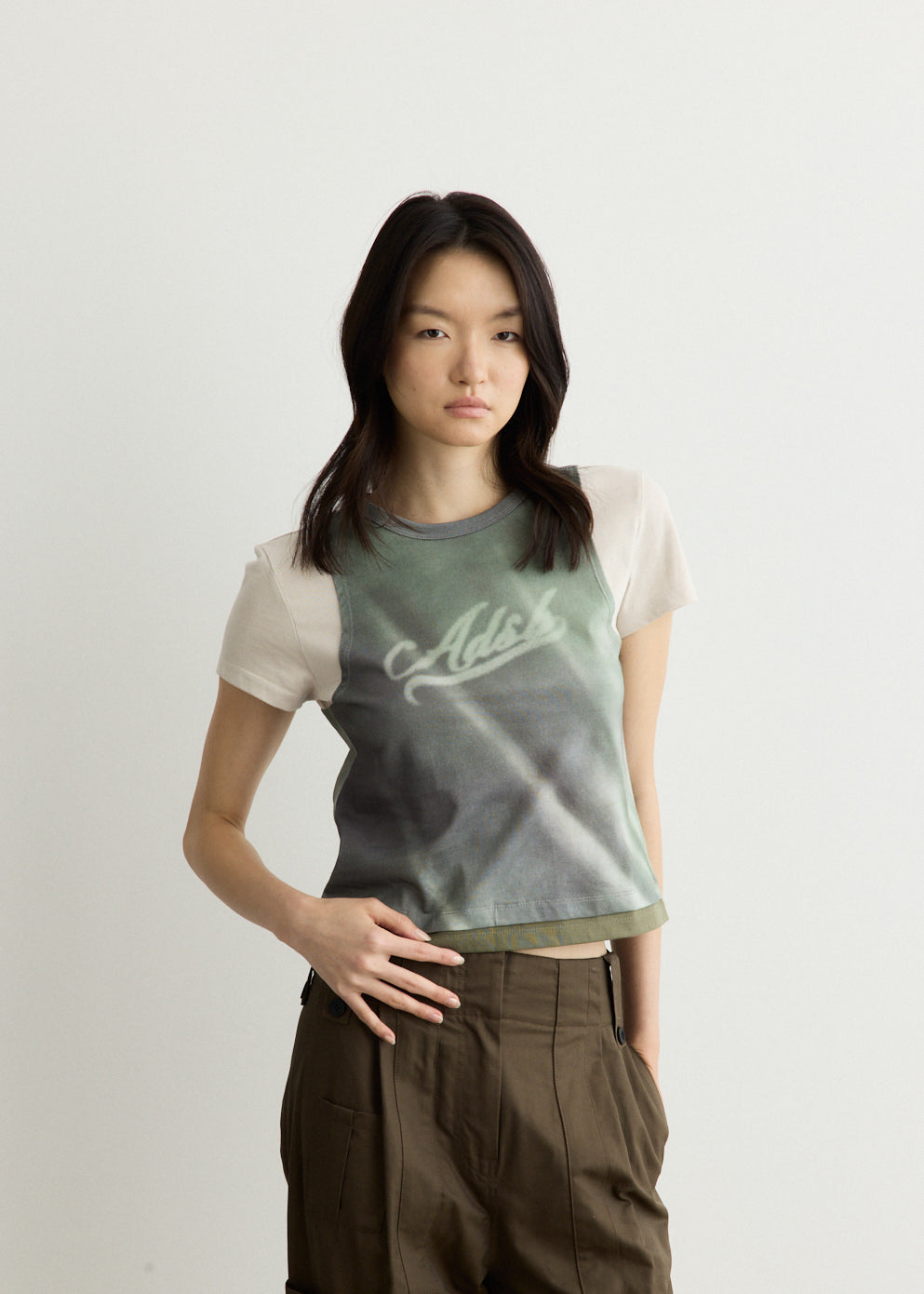 Essential Washed Printed Layered Top