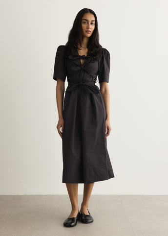 Stretch Cotton Tie Strap Midi Dress