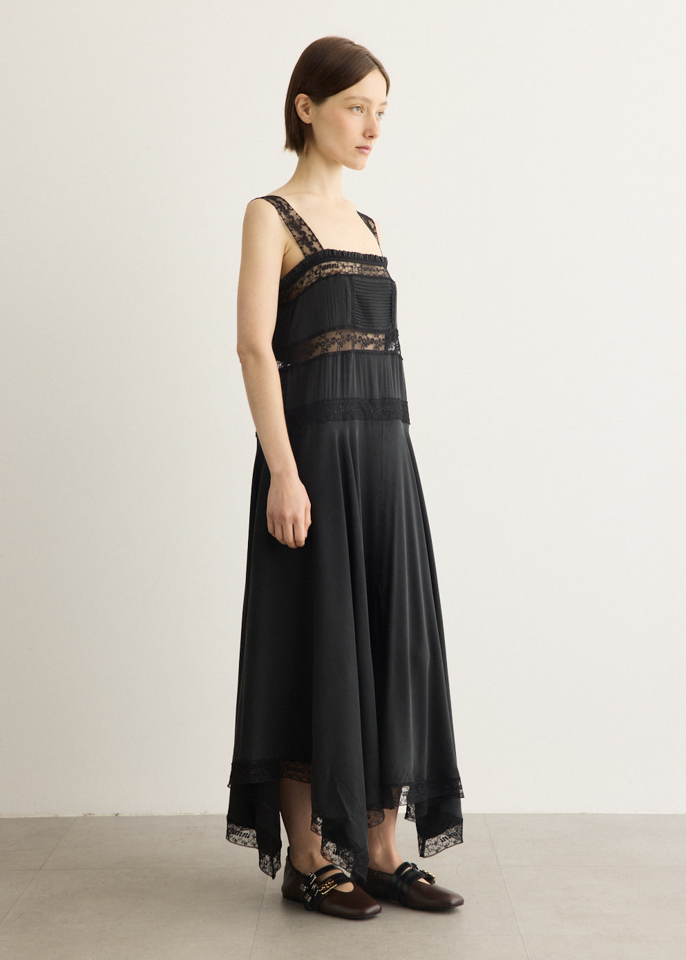 Sandwashed Silk Satin Long Slip Dress