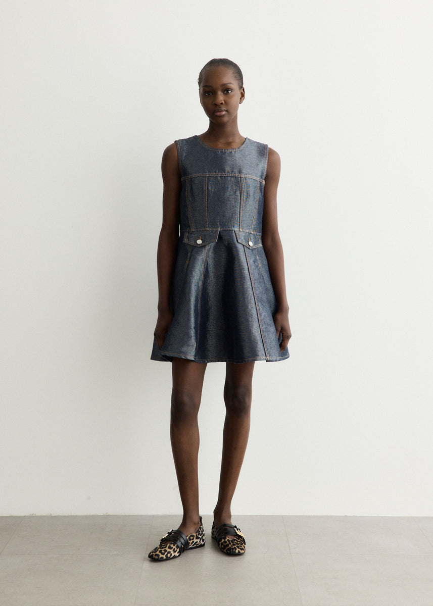 ganni cult denim mini dress Shiny Weft Wrap Dress short sleeves SHEIN PETITE Women's New Incu collection Size:CHILD-2T