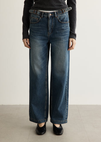 Brushed Fleece Buckle Jeans
