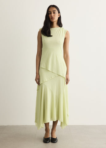 Marl Mesh Draped Knot Detailing Long Dress