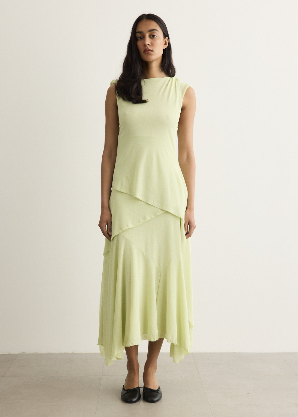 Marl Mesh Draped Knot Detailing Long Dress