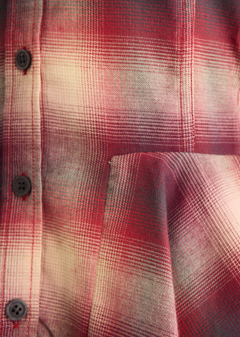 Cotton Flannel Check Peplum Shirt