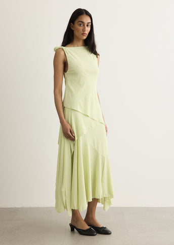 Marl Mesh Draped Knot Detailing Long Dress