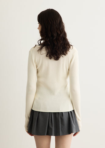 Buttoned Round-Neck Knit Top