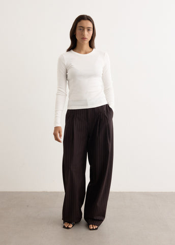 Wool Pinstripe Tapered Pants