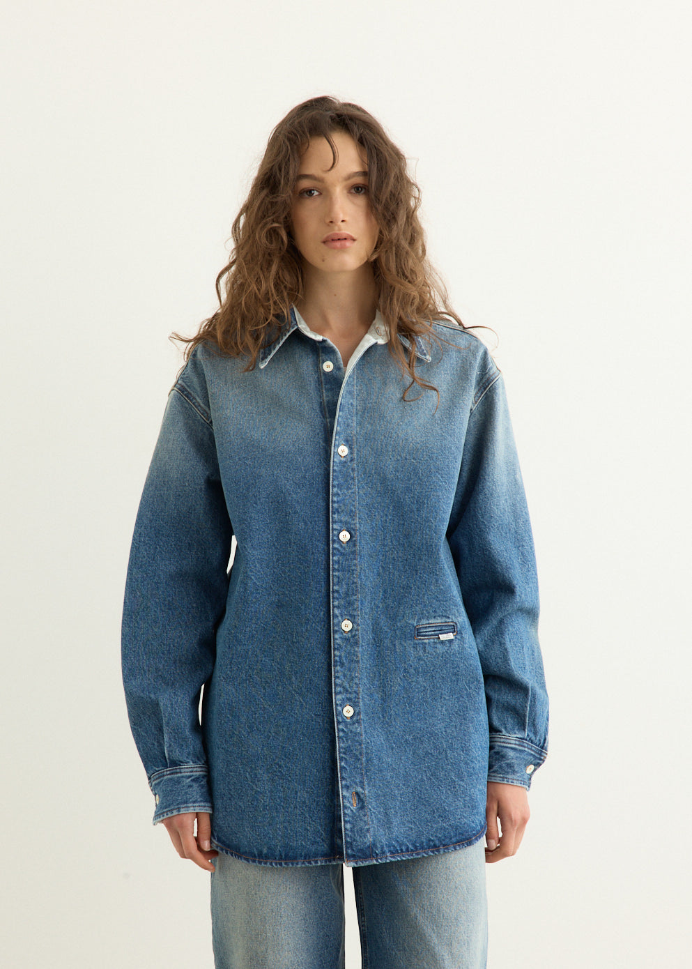 Blue Faded Denim Shirt