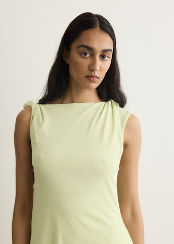 Marl Mesh Draped Knot Detailing Long Dress