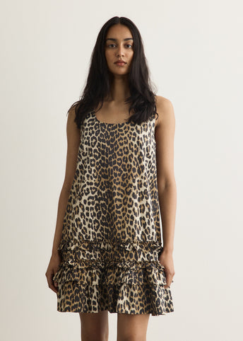 Printed Cotton Poplin U-Neck Mini Dress