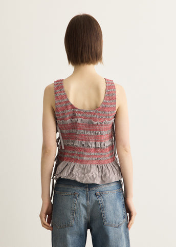 Check Cotton Smocked Tie String Top