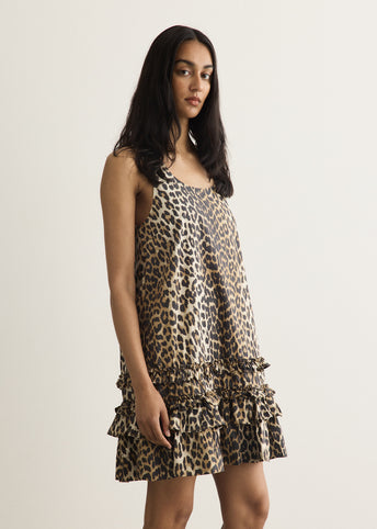 Printed Cotton Poplin U-Neck Mini Dress