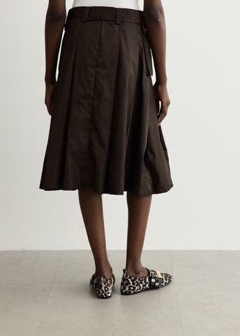 Duchesse Nylon Midi Pleated Pocket Skirt