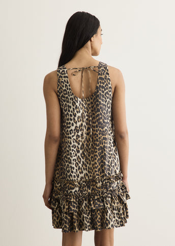 Printed Cotton Poplin U-Neck Mini Dress
