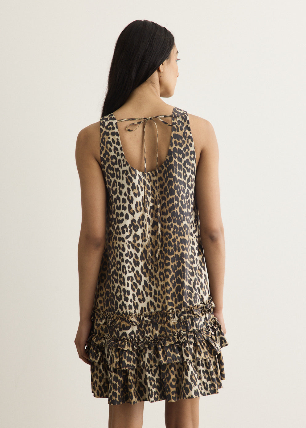 Printed Cotton Poplin U-Neck Mini Dress