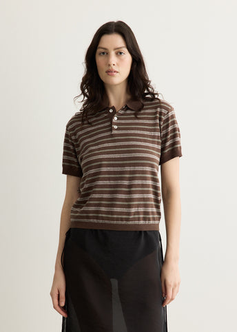 Linen Striped Polo Knit